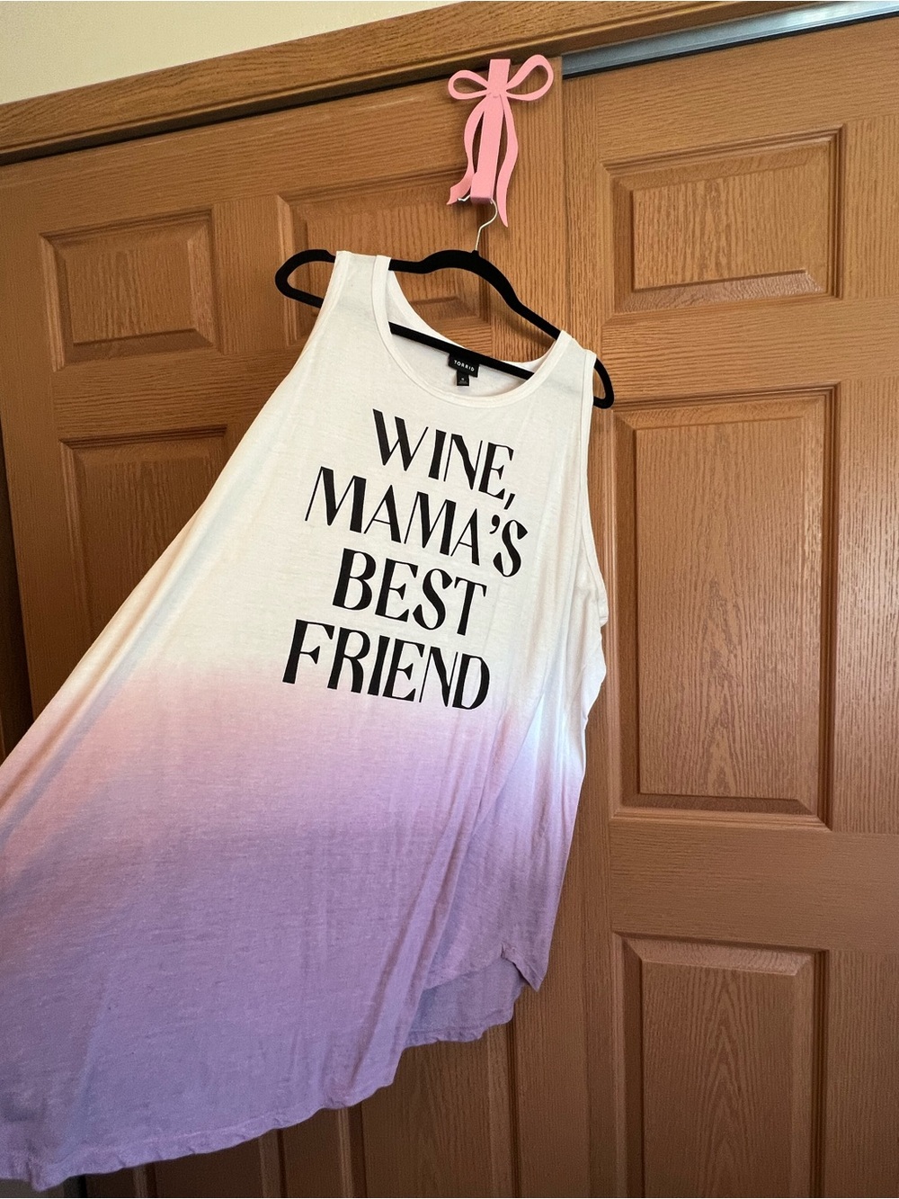 torrid White to Lavender Ombre Tank with Black Text